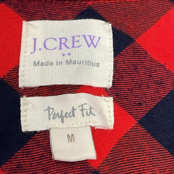 NWOT J. Crew Perfect Fit Popover Long Sleeve Flannel Buffalo Plaid Top M - Picture 12 of 16